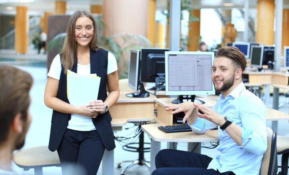 Two men working